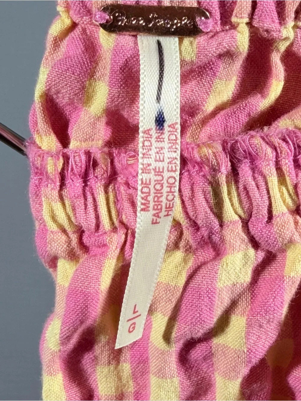 🎀 NWOT | Free People | Picnic Party Top | Pink Yellow | 100% COTTON | L